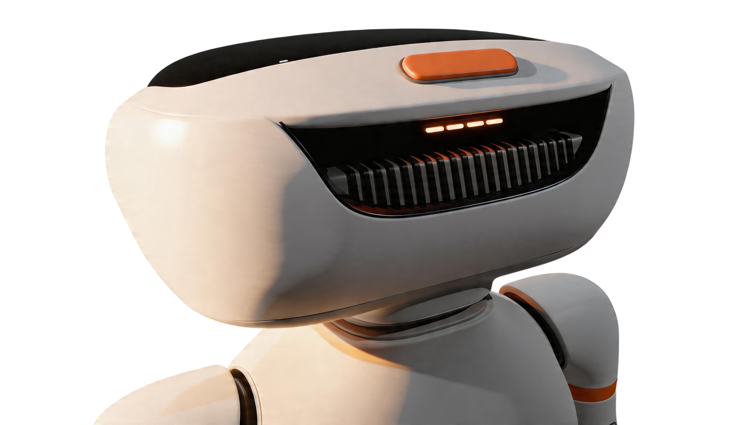 Close-up of Lumo's head — sensor bar and on-device intelligence.