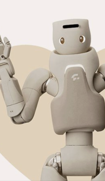 Small white companion-robot figure