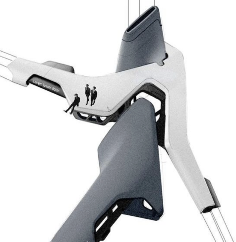 Large vehicle structure with human figures for scale