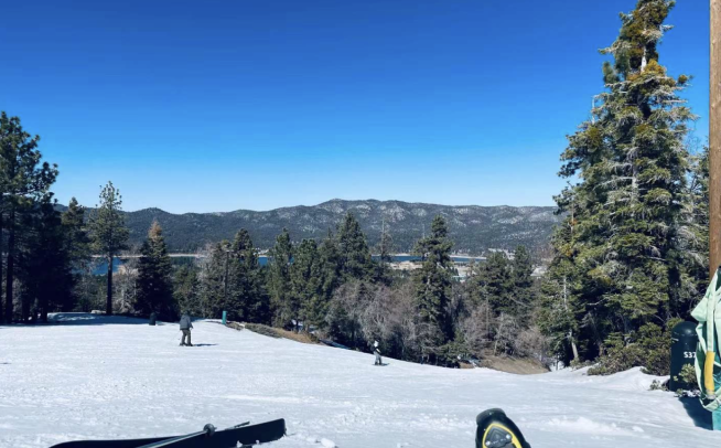 Me in the snow with a broken leg, waiting for patrol at Big Bear Lake.