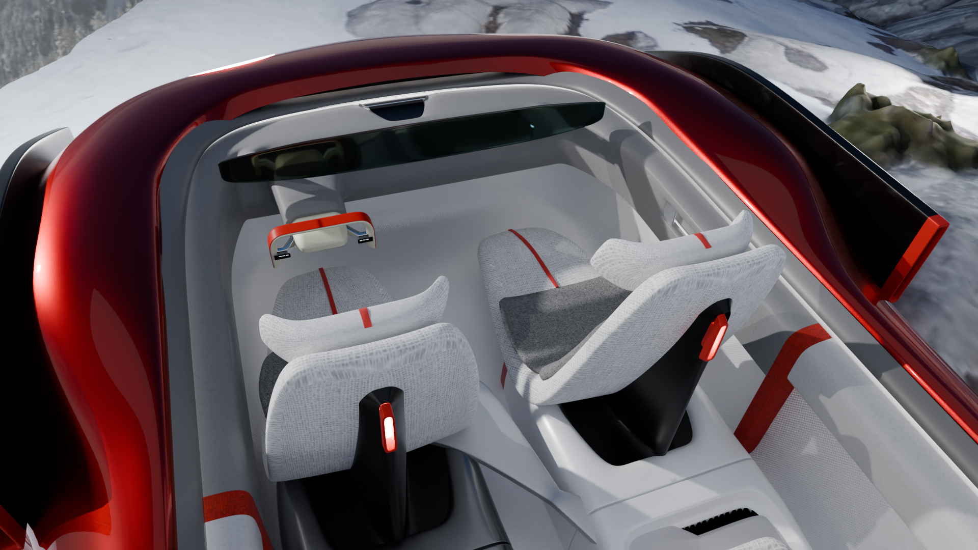 NIVIS — three-quarter forward view, red interior wall