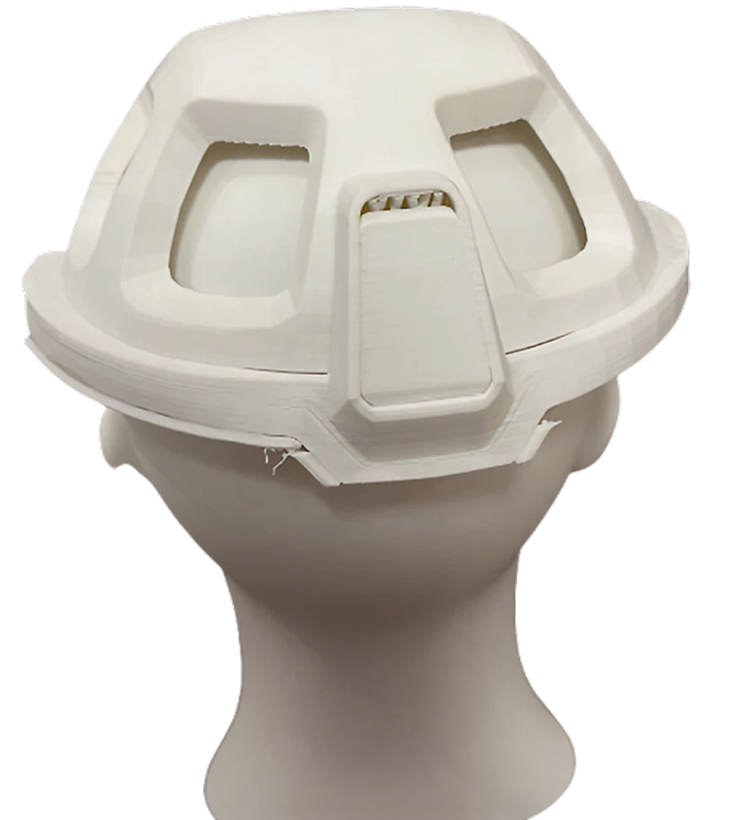 Rear view — 3D-printed shell